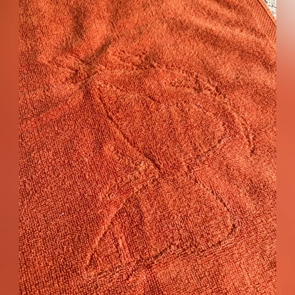 Vintage Orange Bath Towel with Cream Butterfly